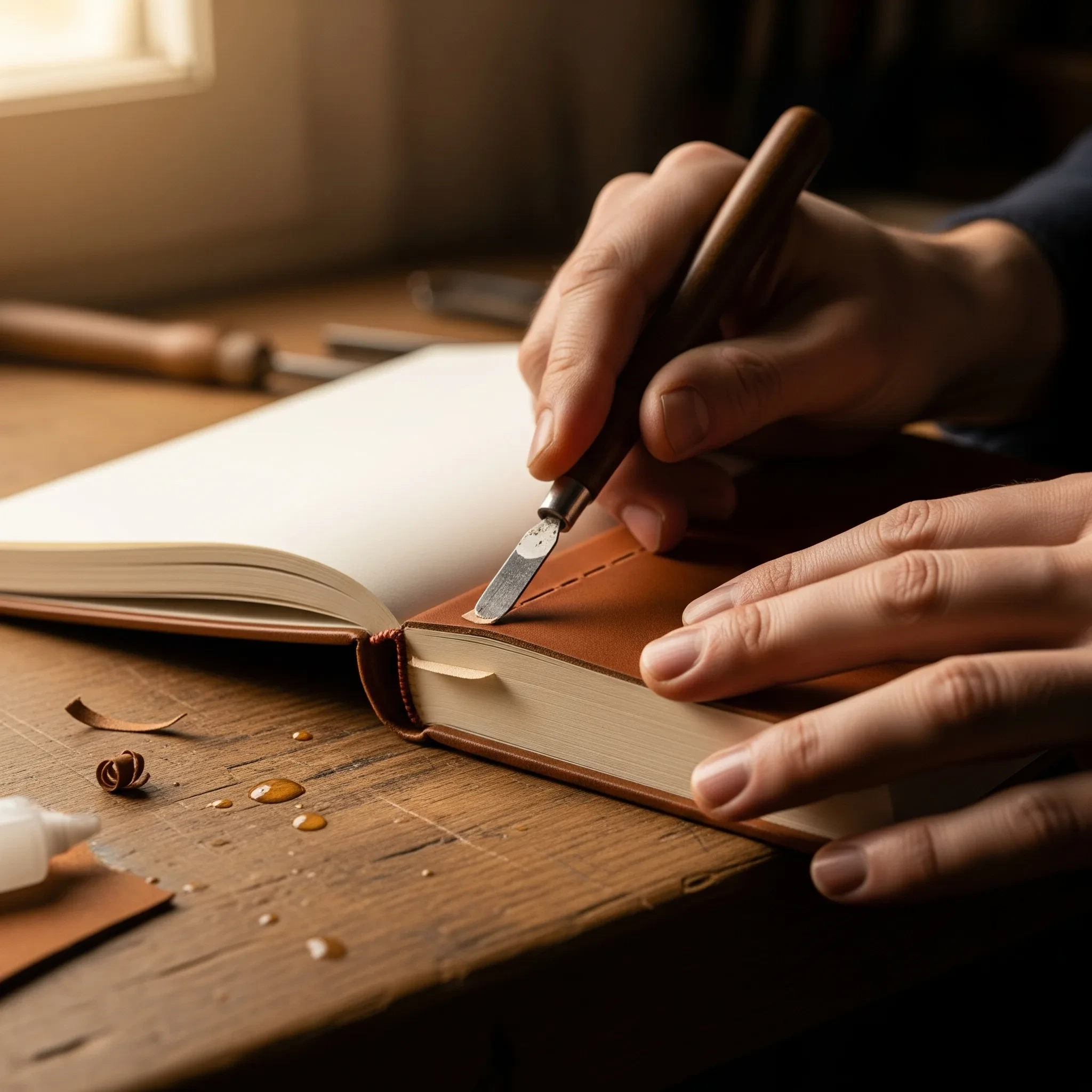 Handcrafted book finishing—perfectly smoothed edges and polished covers for a refined look.